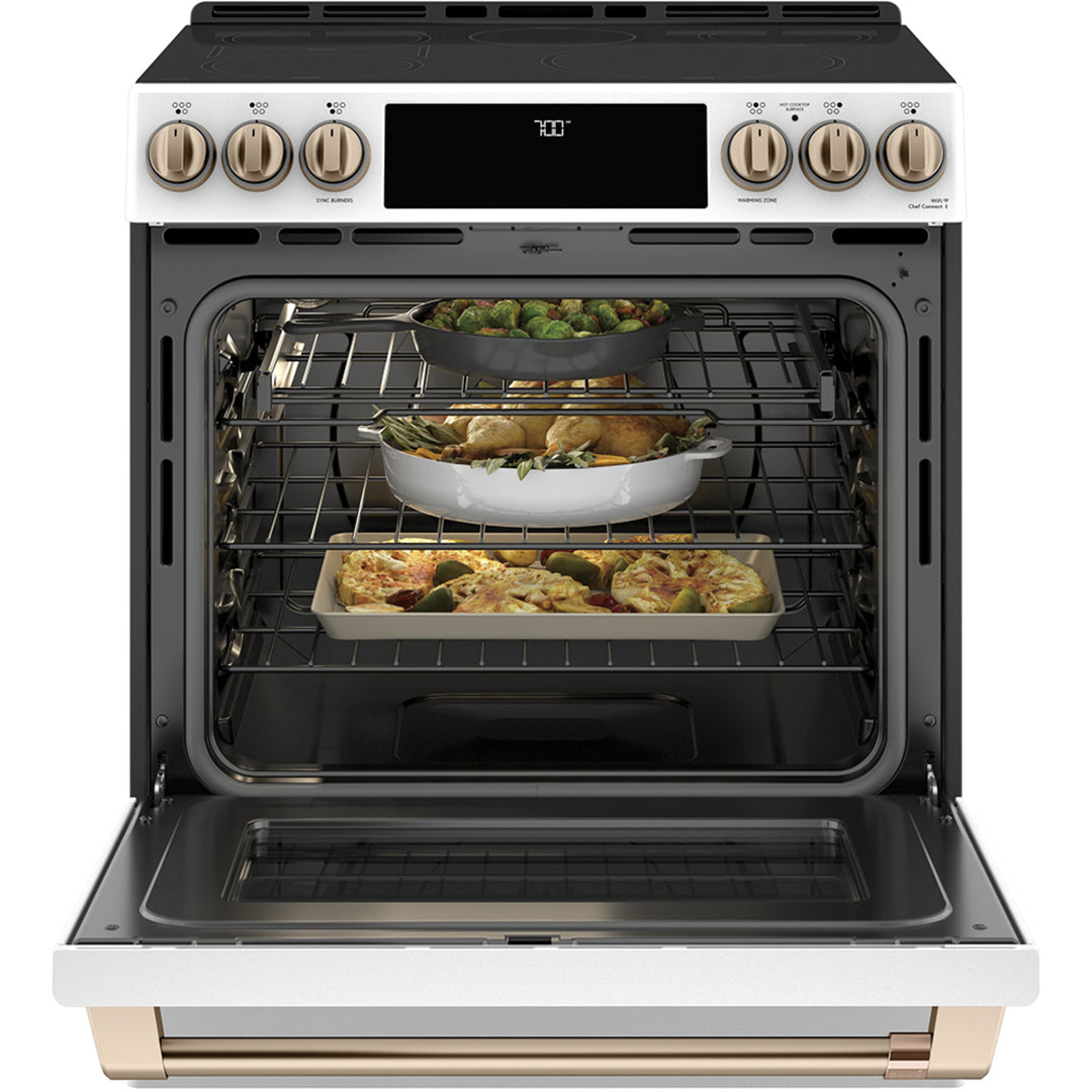 Café™ 30'' Slide-In Radiant Range with No-Preheat Air Fry Matte White
