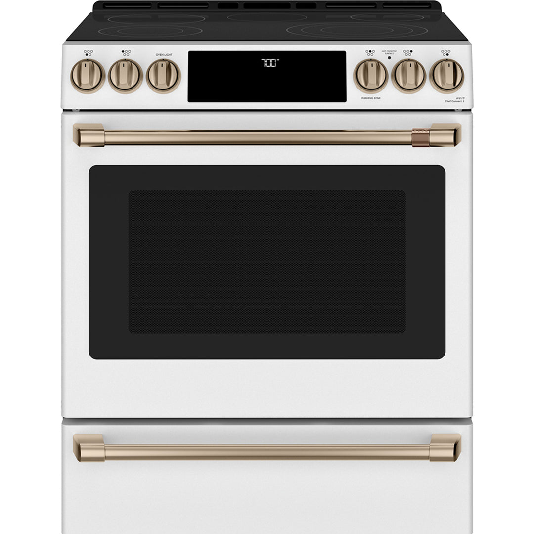 Café™ 30'' Slide-In Radiant Range with No-Preheat Air Fry Matte White