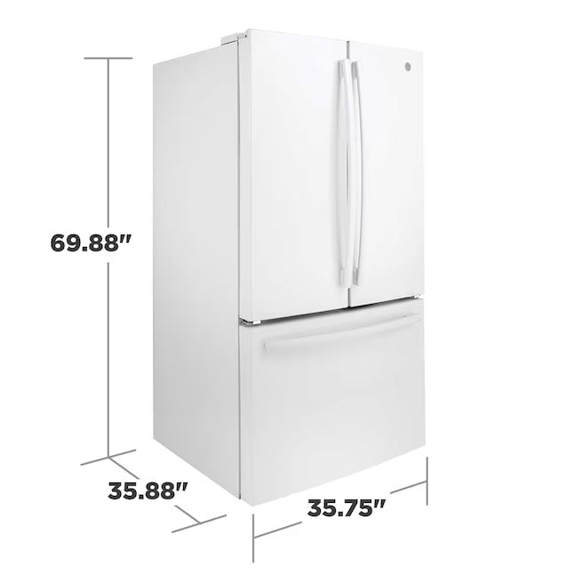 GE 27 Cu.Ft, French Door Refrigerator White