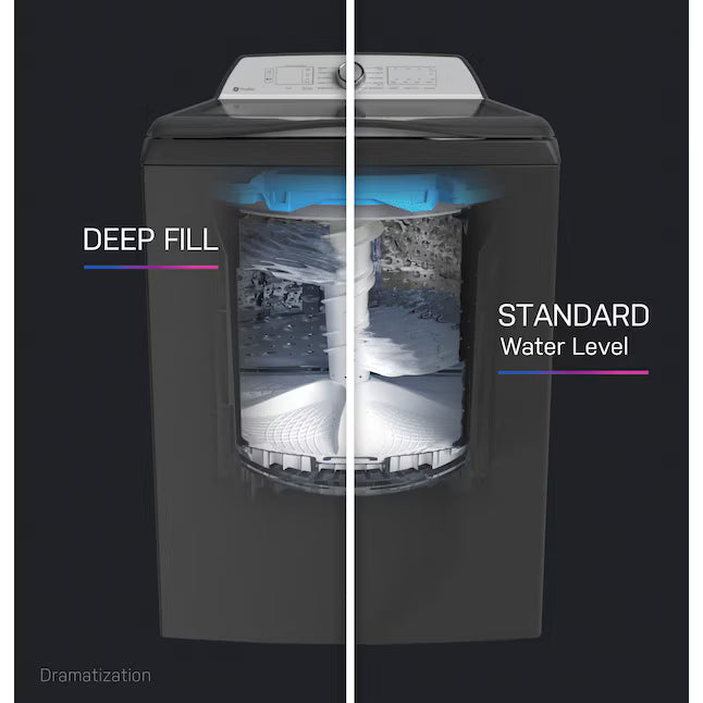 GE Profile 6.2 Cu Ft (IEC) Washer with Smarter Wash Technology Diamond Grey
