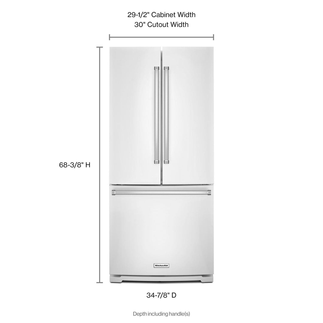 Kitchenaid® 20 cu. Ft. 30-Inch Width Standard Depth French Door Refrigerator with Interior Dispense