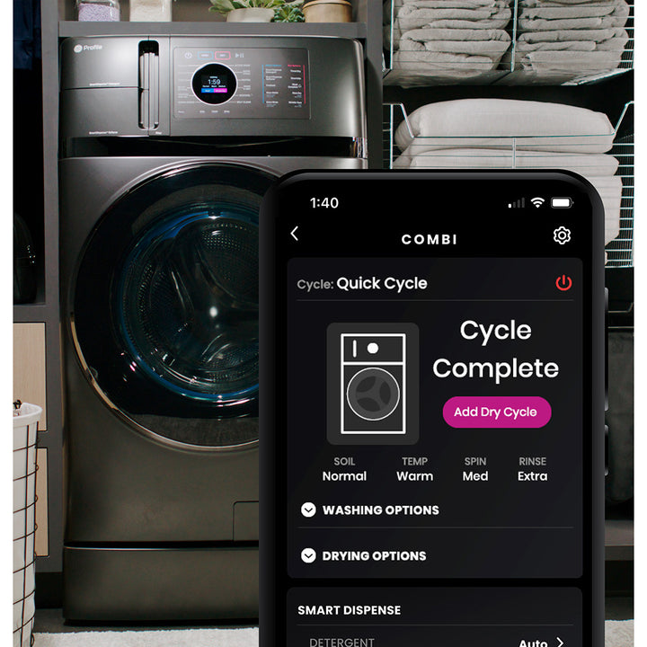 Profile 5.5 cu. ft. Capacity UltraFast Combo, Ventless Heat Pump Technology Washer/Dryer Carbon Graphite