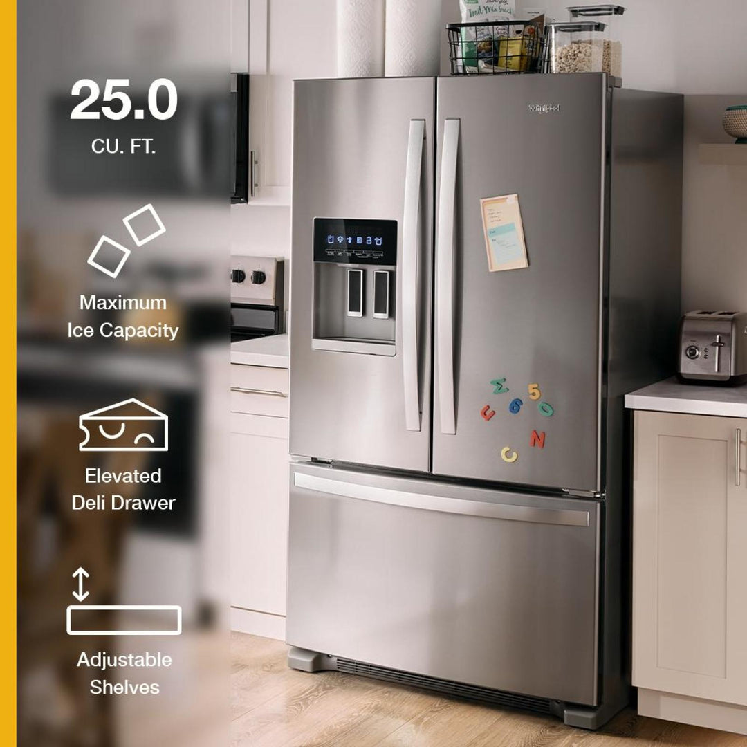 Whirlpool Refrigerator French Door with Water Dispenser & Ice Maker, Bottom Freezer 36"