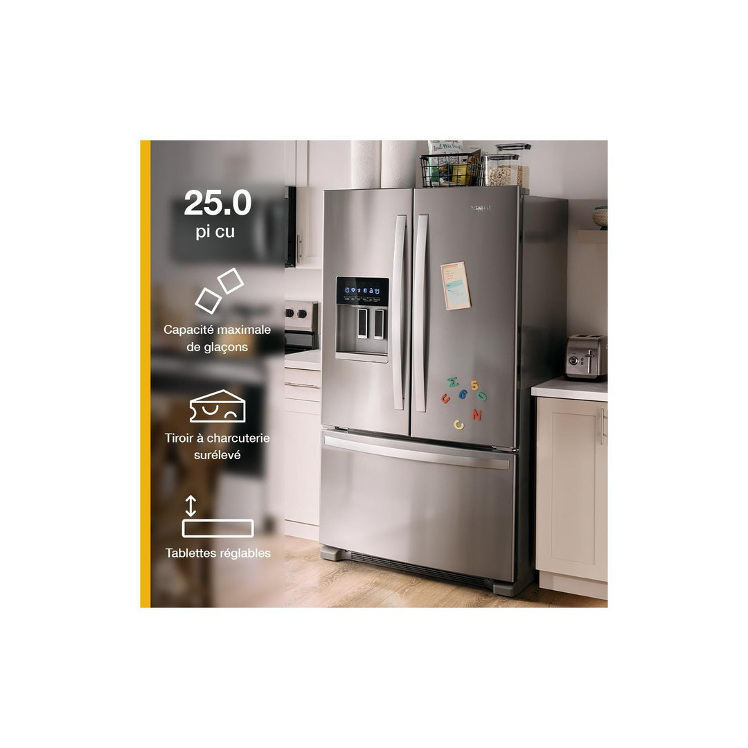 Whirlpool Refrigerator French Door with Water Dispenser & Ice Maker, Bottom Freezer 36"