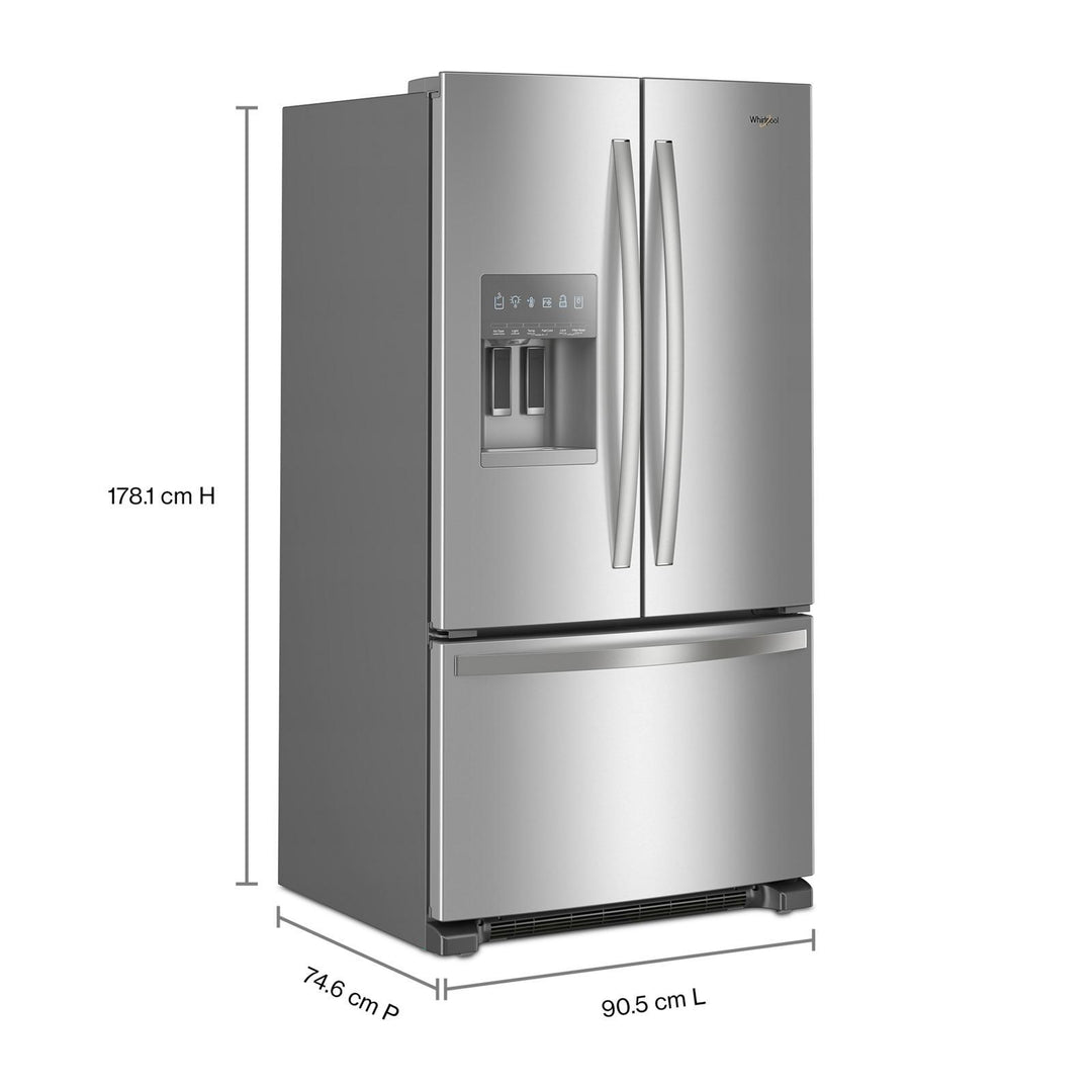 Whirlpool Refrigerator French Door with Water Dispenser & Ice Maker, Bottom Freezer 36"