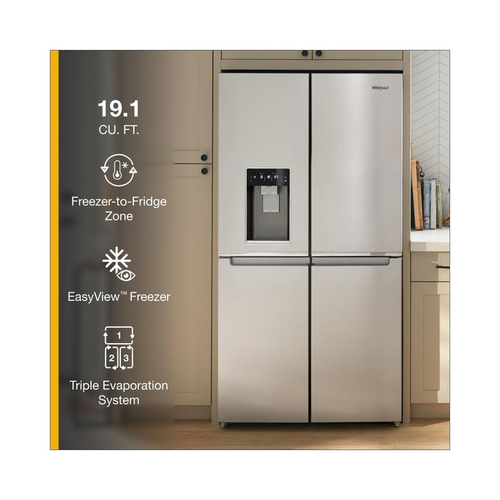 Whirlpool® 36-Inch Counter Depth 4 Door Refrigerator with Ice Maker in Door