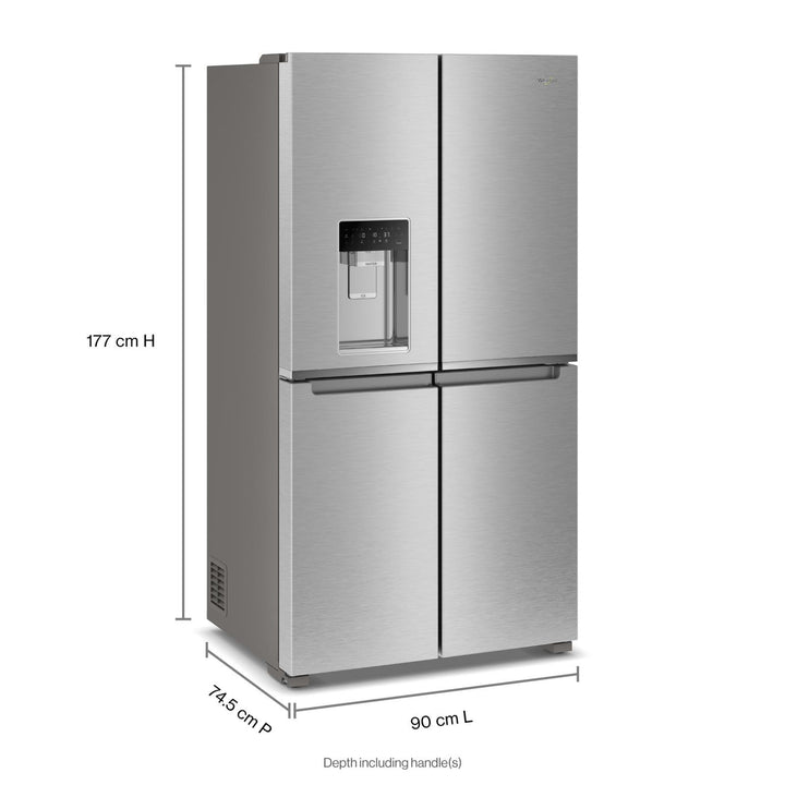 Whirlpool® 36-Inch Counter Depth 4 Door Refrigerator with Ice Maker in Door