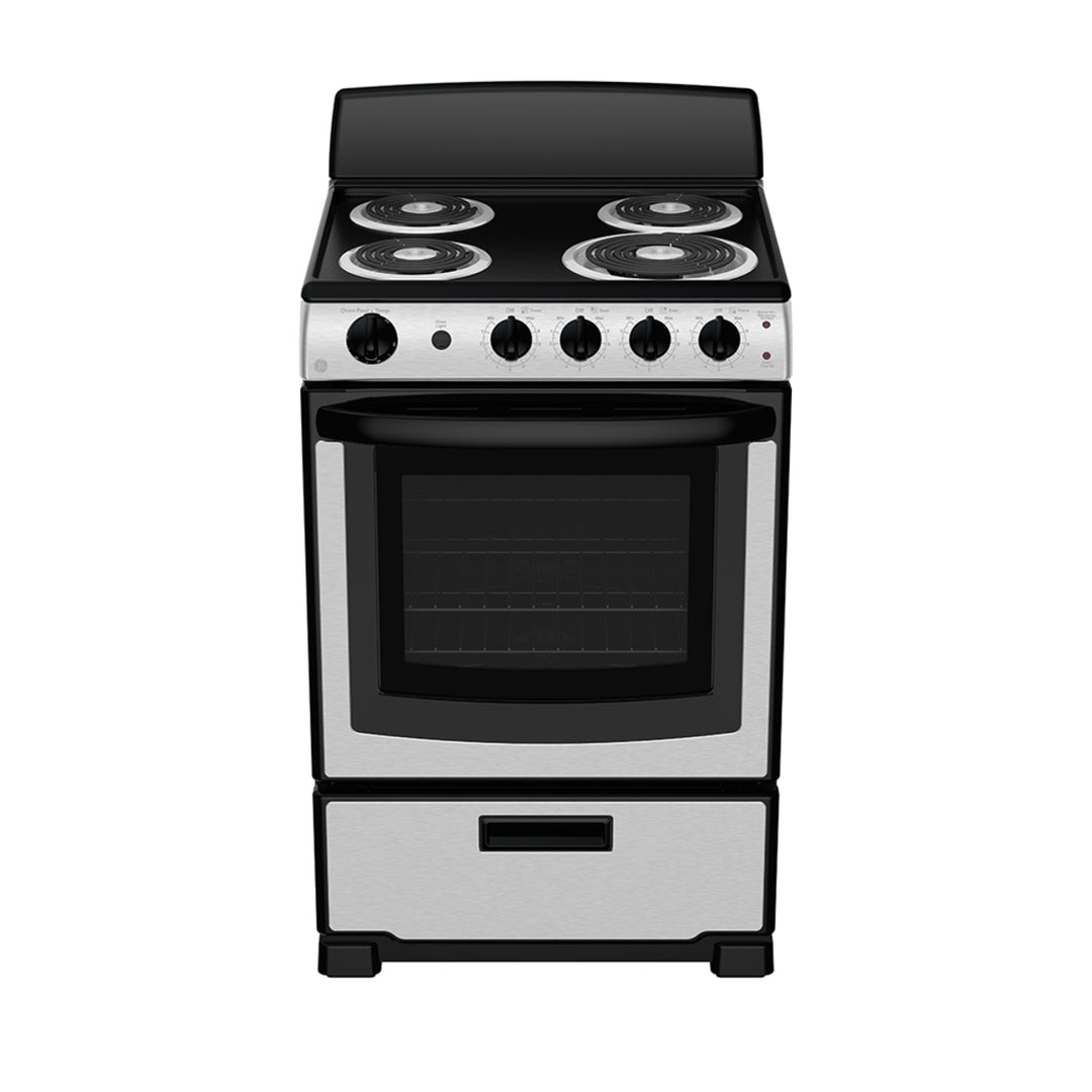 GE 24" 2.9 cu ft Free Standing Electric Standard Clean Range Stainless Steel
