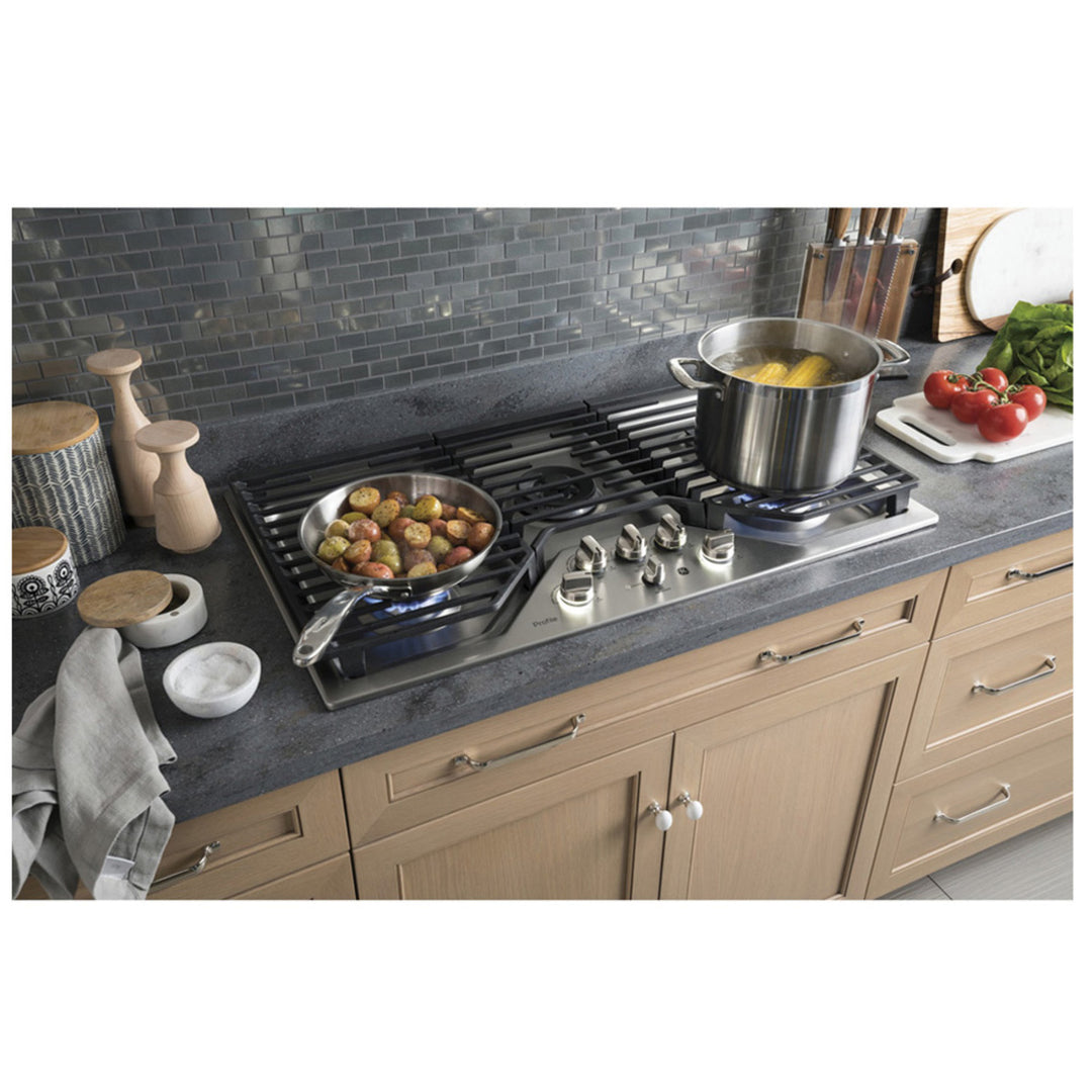 GE 36" Built-In Deep-Recessed Edge-to-Edge Gas Cooktop Stainless Steel